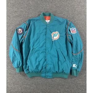 Vintage Miami Dolphins Jacket Mens XL Teal NFL Football Starter Pro Line 90s